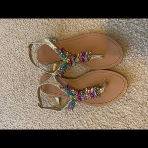 Colorful rhinestone sandals